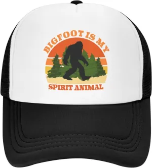 Bigfoot Trucker Hat Cap Adjustable Snapback Baseball Cap for Men Women Breathable Mesh Hat Black