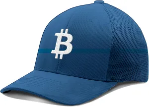 Bitcoin Logo Hat Fitted Flexfit Hats Crypto Baseball Cap Ultrafibre Breathable Mesh Side for Casual Wear