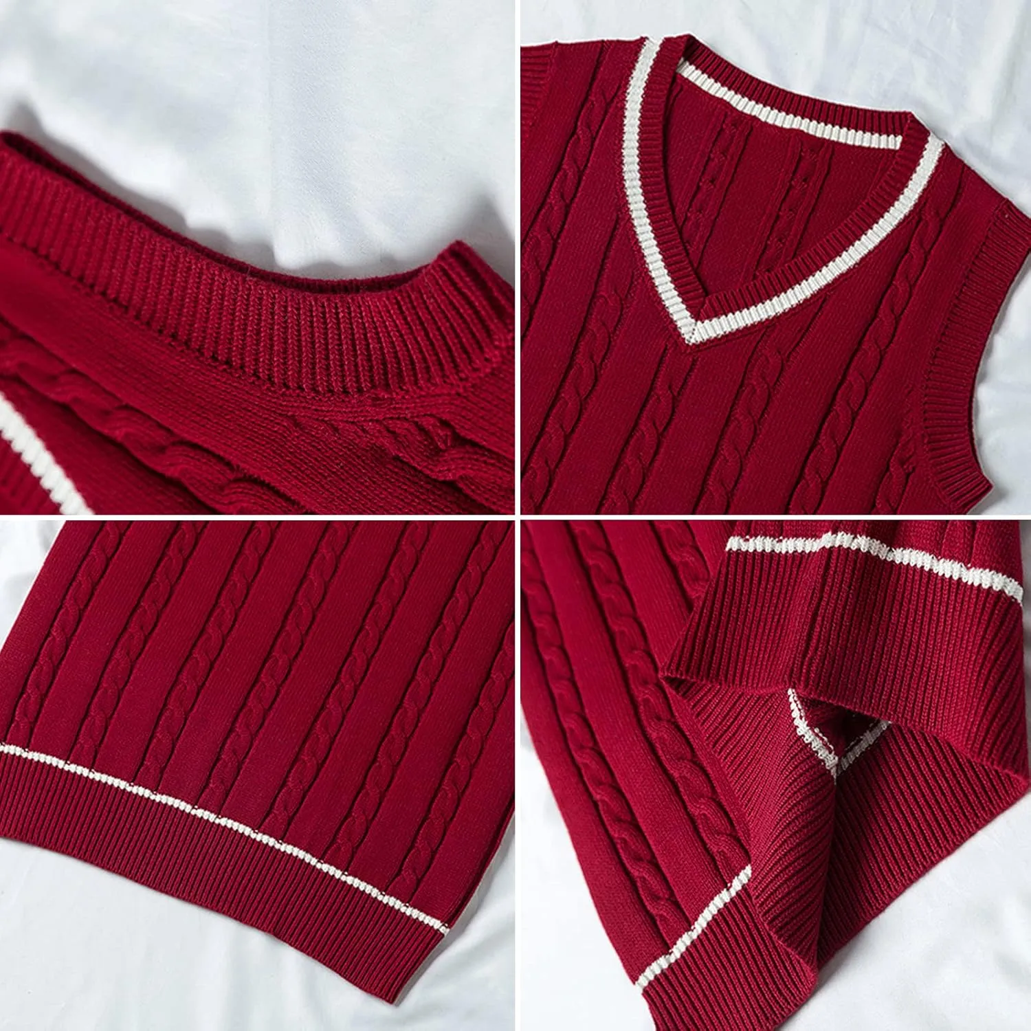 Blostirno Womens Sweater Vest V Neck JK Uniform Kint Vests Solid Classic Sleeveless Pullover Sweaters Tops