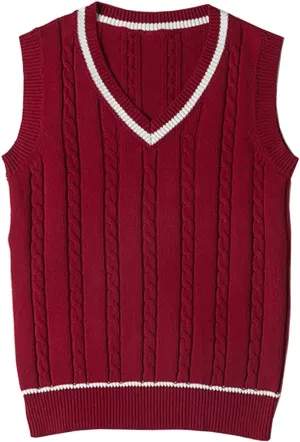 Blostirno Womens Sweater Vest V Neck JK Uniform Kint Vests Solid Classic Sleeveless Pullover Sweaters Tops