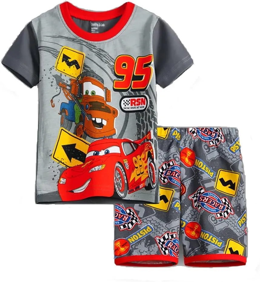 Boys Summer Snug-Fit Pajamas Short Kids Pjs Sets 100% Cotton Toddler Sleepwear
