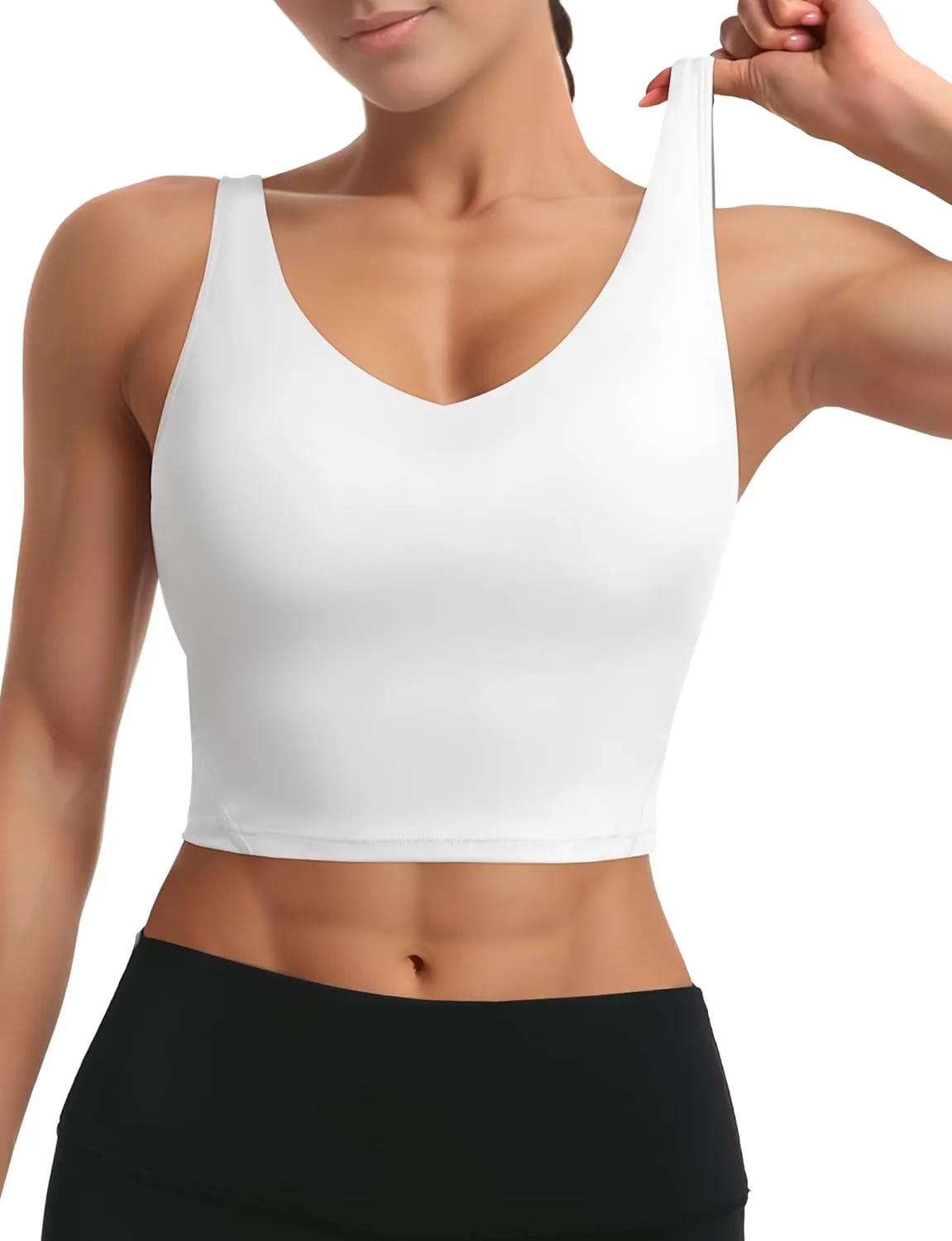 Buauty Sports Bras for Women Longline Wirefree Padded High Support, Workout Tank Crop Tops Built in Bra for Women