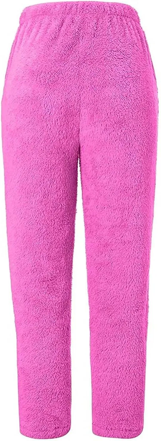 BZGTZT Fleece Pajama Pants For Women Winter Cozy Lounge Pants Warm Soft Sherpa Lined Fleece Pj Bottoms Sleepwear Loungewear