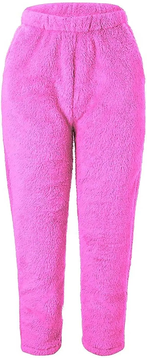 BZGTZT Fleece Pajama Pants For Women Winter Cozy Lounge Pants Warm Soft Sherpa Lined Fleece Pj Bottoms Sleepwear Loungewear