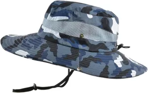 Camouflage Fishing Cap Breathable Mesh Wide Brim Sun Hat Outdoors UV Protection Bonnie Bucket Boonie Cap