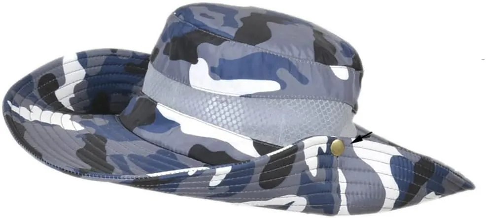 Camouflage Fishing Cap Breathable Mesh Wide Brim Sun Hat Outdoors UV Protection Bonnie Bucket Boonie Cap