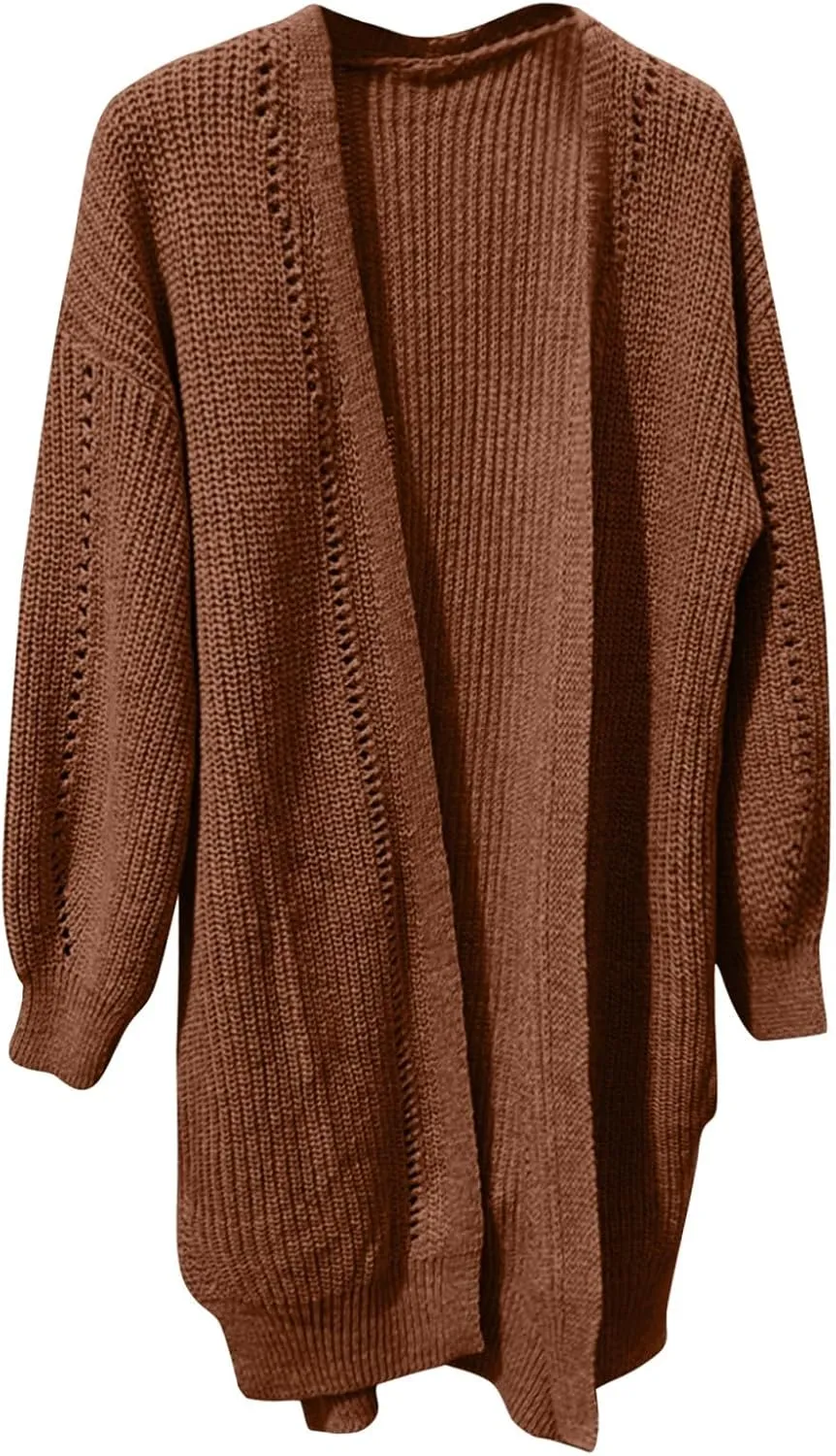 Cardigan Sweaters for Women Chunky Knit Lightweight Sweaters Long Oversized Open Front Cardigan with Pocket Loungewear