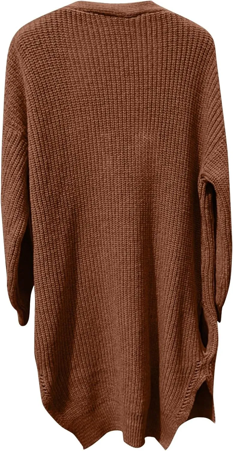 Cardigan Sweaters for Women Chunky Knit Lightweight Sweaters Long Oversized Open Front Cardigan with Pocket Loungewear
