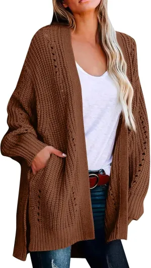 Cardigan Sweaters for Women Chunky Knit Lightweight Sweaters Long Oversized Open Front Cardigan with Pocket Loungewear