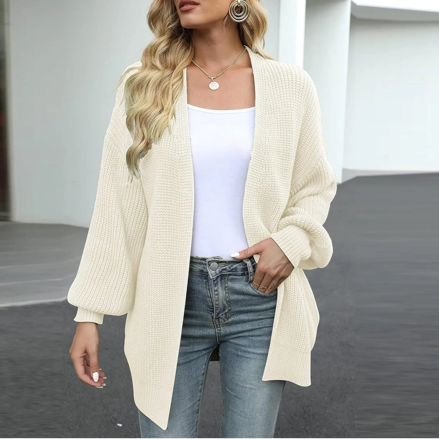 Cardigan Sweaters for Women Chunky Knit Open Front Cardigan Long Oversized Batwing Lightweight Sweaters Loungewear