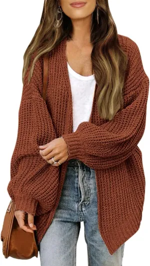 Cardigan Sweaters for Women Chunky Knit Open Front Cardigan Long Oversized Batwing Lightweight Sweaters Loungewear