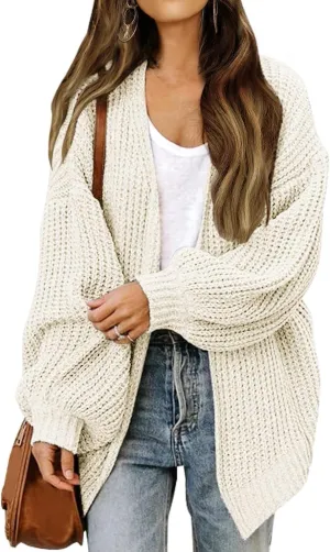Cardigan Sweaters for Women Chunky Knit Open Front Cardigan Long Oversized Batwing Lightweight Sweaters Loungewear