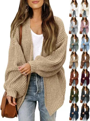Cardigan Sweaters for Women Chunky Knit Open Front Cardigan Long Oversized Batwing Lightweight Sweaters Loungewear
