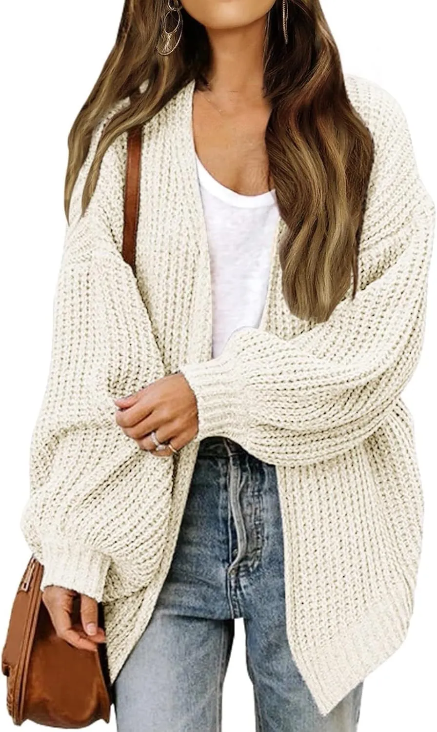 Cardigan Sweaters for Women Chunky Knit Open Front Cardigan Long Oversized Batwing Lightweight Sweaters Loungewear