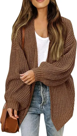 Cardigan Sweaters for Women Chunky Knit Open Front Cardigan Long Oversized Batwing Lightweight Sweaters Loungewear