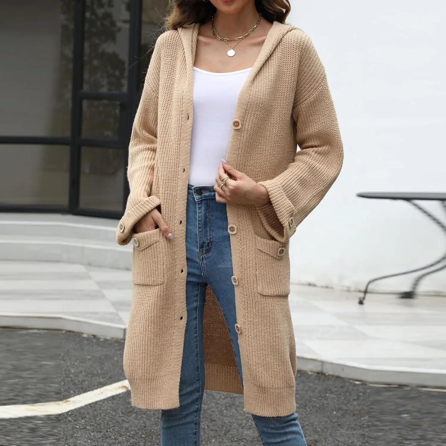 Cardigan Sweaters For Women Soft Fashion Button Down Open Front Long Sweaters Loungewear Knit Overcoats With Pockets