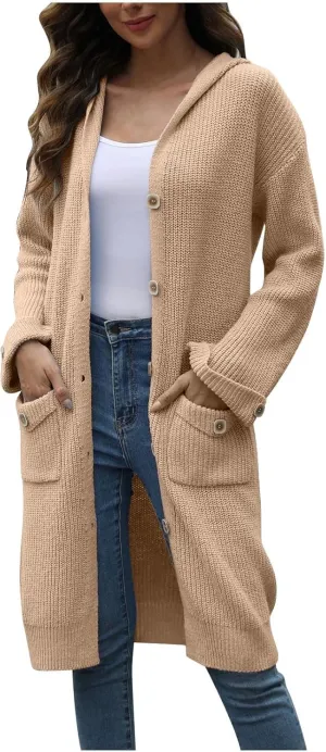 Cardigan Sweaters For Women Soft Fashion Button Down Open Front Long Sweaters Loungewear Knit Overcoats With Pockets