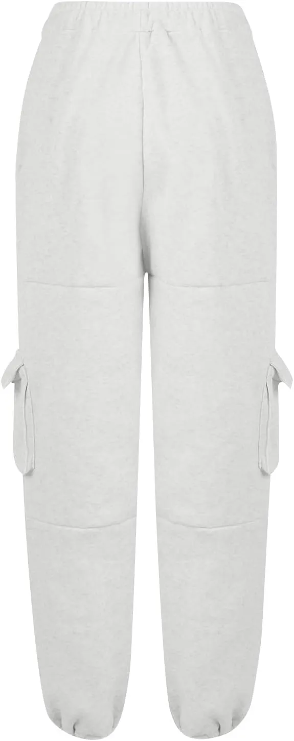 Cargo Joggers for Women Athletic High Waisted Fleece Sweatpants with Pockets Comfy Workout Elastic Waist Pants