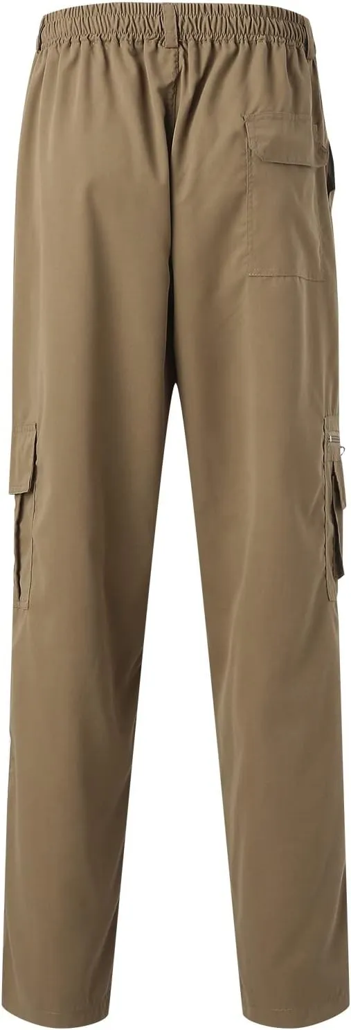 Cargo Sweatpants for Men Fleece Cargo Sweatpants Stretch Elastic Waist Athletic Workout Jogger Drawstring Sport Pants