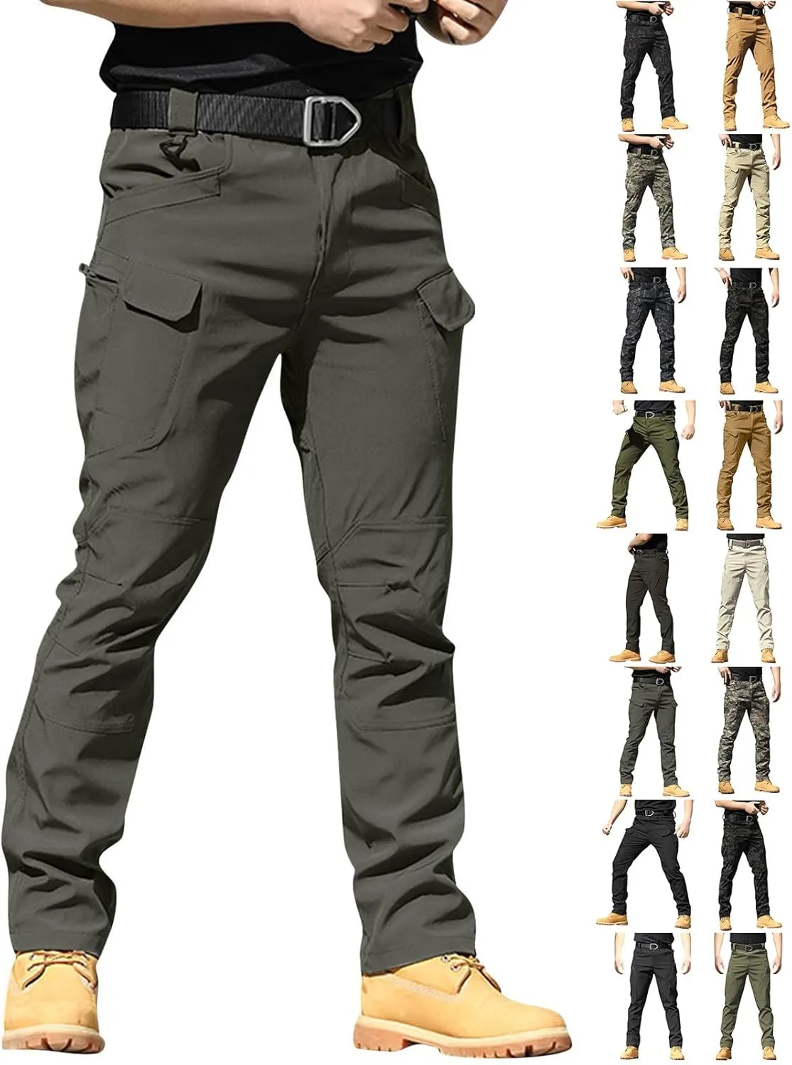 Cargo Work Pants for Men Tactical Water Resistant Hiking Pants Relaxed Fit Multi Pockets Stretch Quick Dry Work Pants