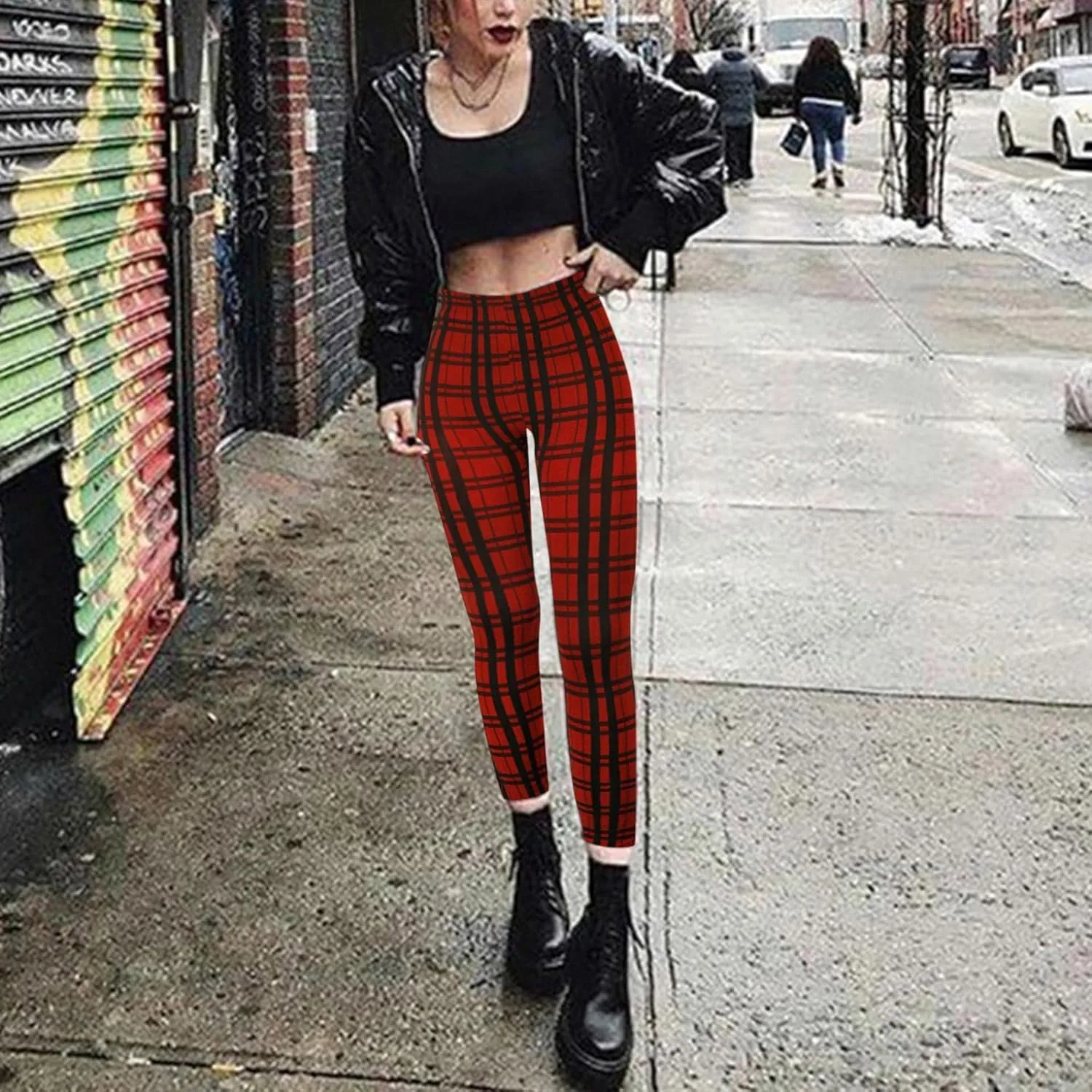 Casual Leggings for Women High Waist Printed Tummy Control Butt Lifting Pants Funny Elastic Waist Slimming Compression