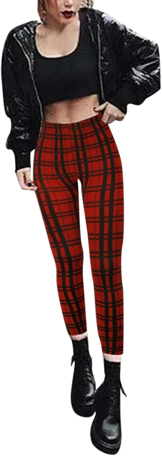 Casual Leggings for Women High Waist Printed Tummy Control Butt Lifting Pants Funny Elastic Waist Slimming Compression