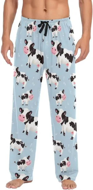 CEBUGI Men's Pajama Pant Bottoms Cute Cows Lounge Sleepwear Pants with Elastic Waistband Pocket,XXL