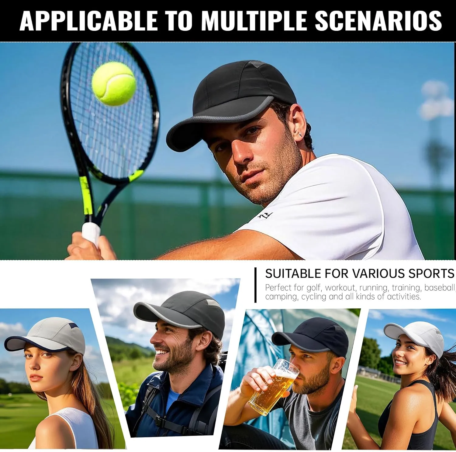 CLAPE Sun Protection Sport Hats Lightweight Breathable Mesh Unstructured Baseball Hat Adjustable Quick Dry Running Hat