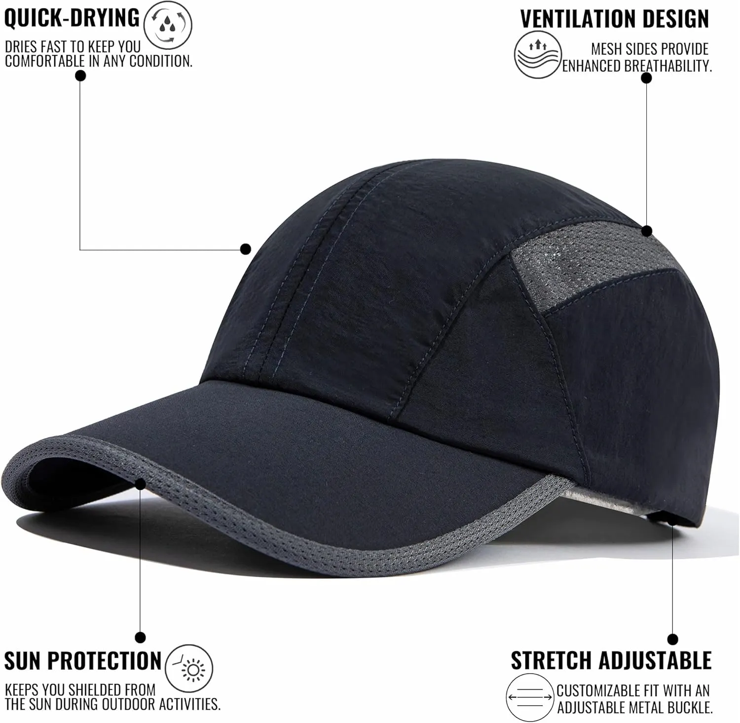 CLAPE Sun Protection Sport Hats Lightweight Breathable Mesh Unstructured Baseball Hat Adjustable Quick Dry Running Hat