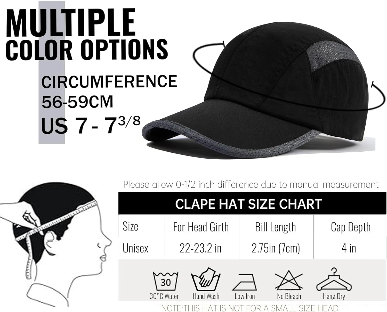 CLAPE Sun Protection Sport Hats Lightweight Breathable Mesh Unstructured Baseball Hat Adjustable Quick Dry Running Hat