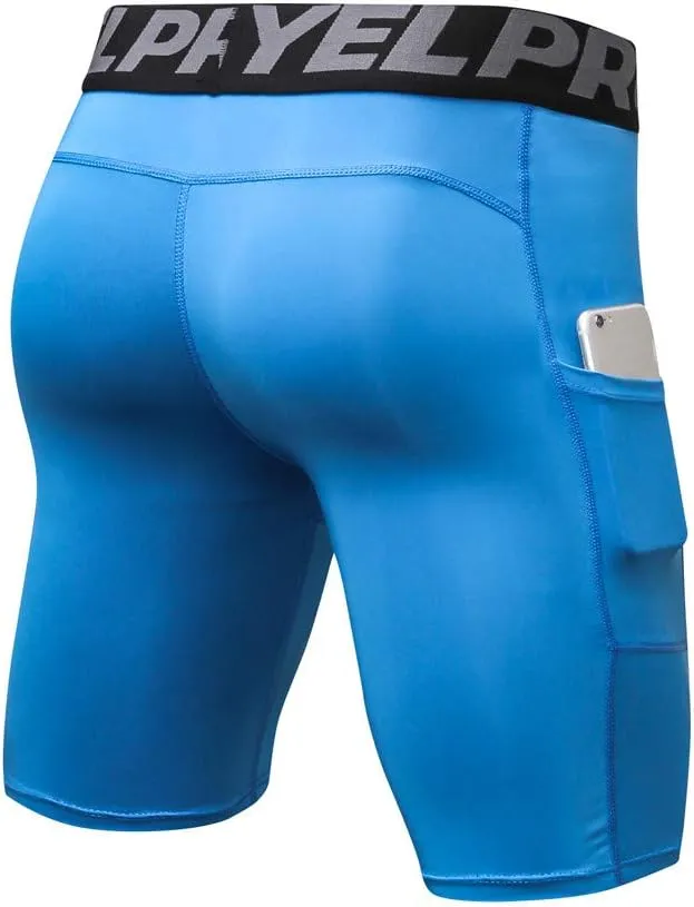 Compression Shorts Men Underwear Quick Dry Running Shorts Workout Athletic Shorts Pocket Gym Training Sports Pants