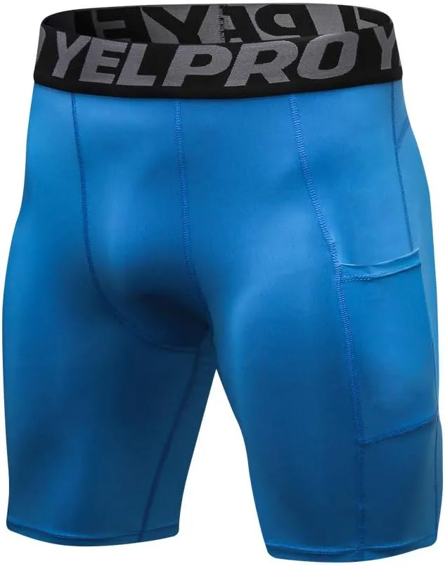 Compression Shorts Men Underwear Quick Dry Running Shorts Workout Athletic Shorts Pocket Gym Training Sports Pants
