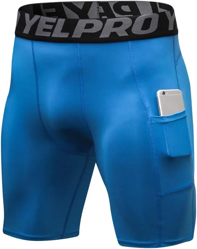 Compression Shorts Men Underwear Quick Dry Running Shorts Workout Athletic Shorts Pocket Gym Training Sports Pants