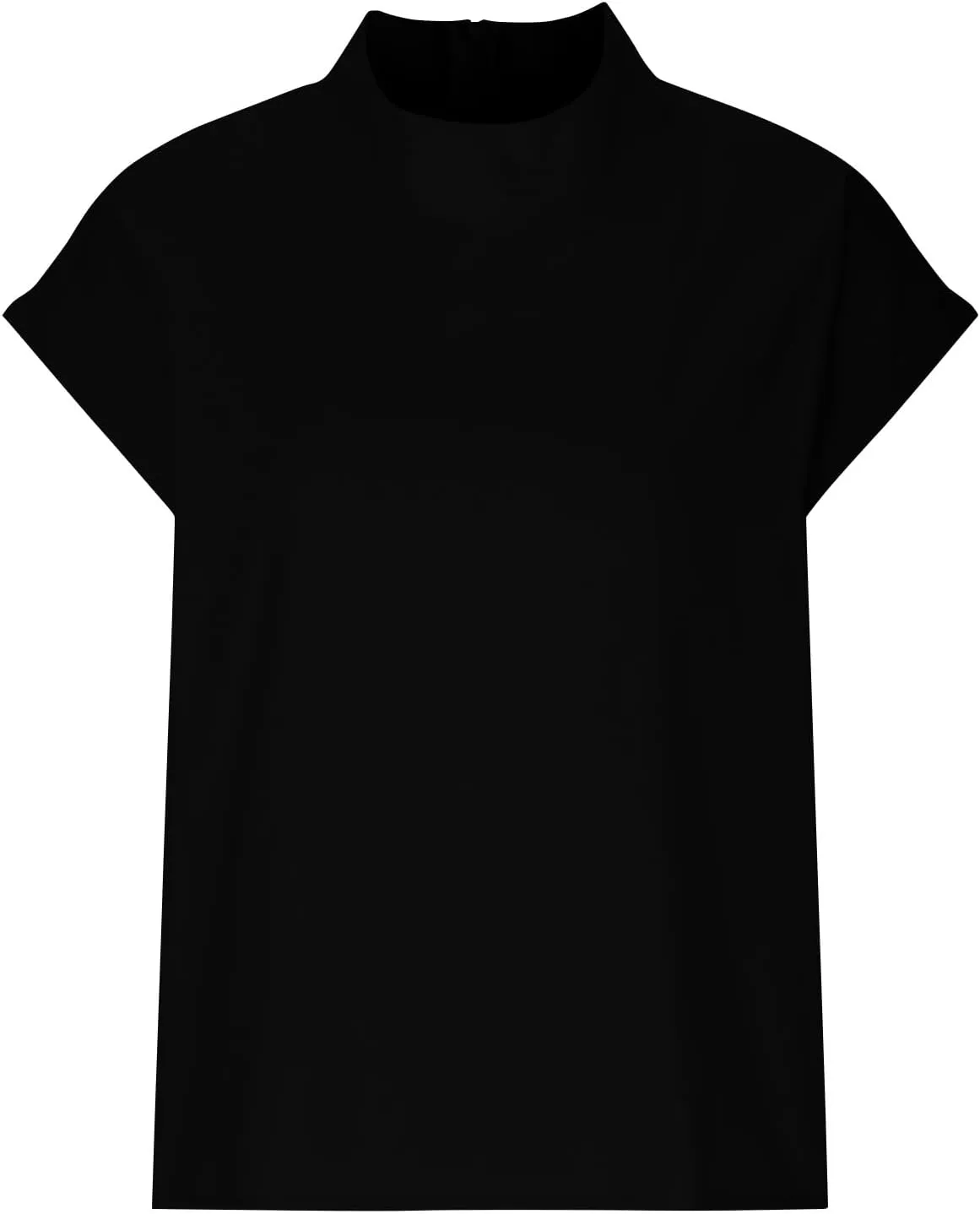 Cotton Linen Shirts for Women Summer Casual High Neck Cap Sleeve Tops Tee Trendy Soft Comfy Business Work Blouses