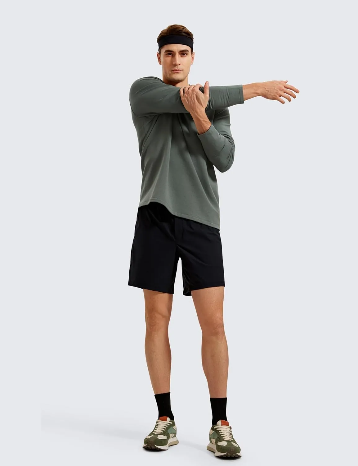 CRZ YOGA Fleece Crewneck Sweatshirt for Men Long Sleeve Breathable Workout Casual Pullover Basic Sweat Shirts