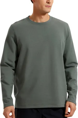 CRZ YOGA Fleece Crewneck Sweatshirt for Men Long Sleeve Breathable Workout Casual Pullover Basic Sweat Shirts