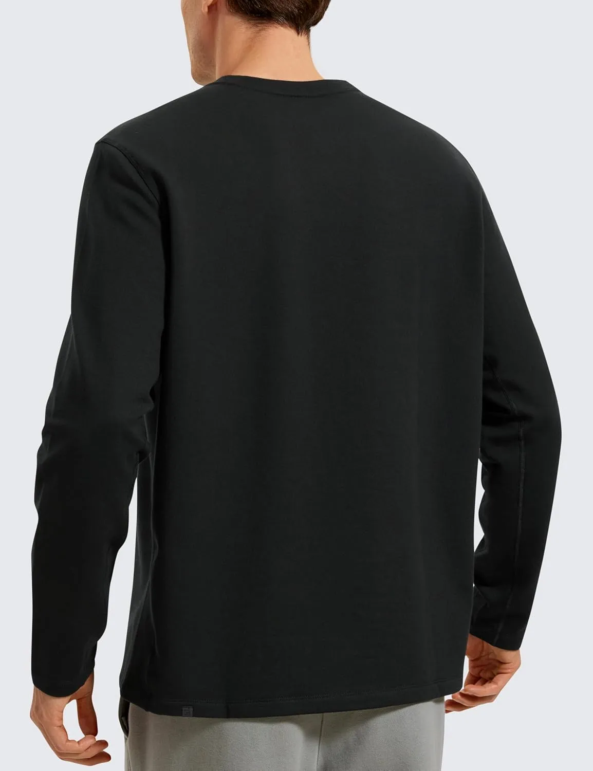 CRZ YOGA Fleece Crewneck Sweatshirt for Men Long Sleeve Breathable Workout Casual Pullover Basic Sweat Shirts
