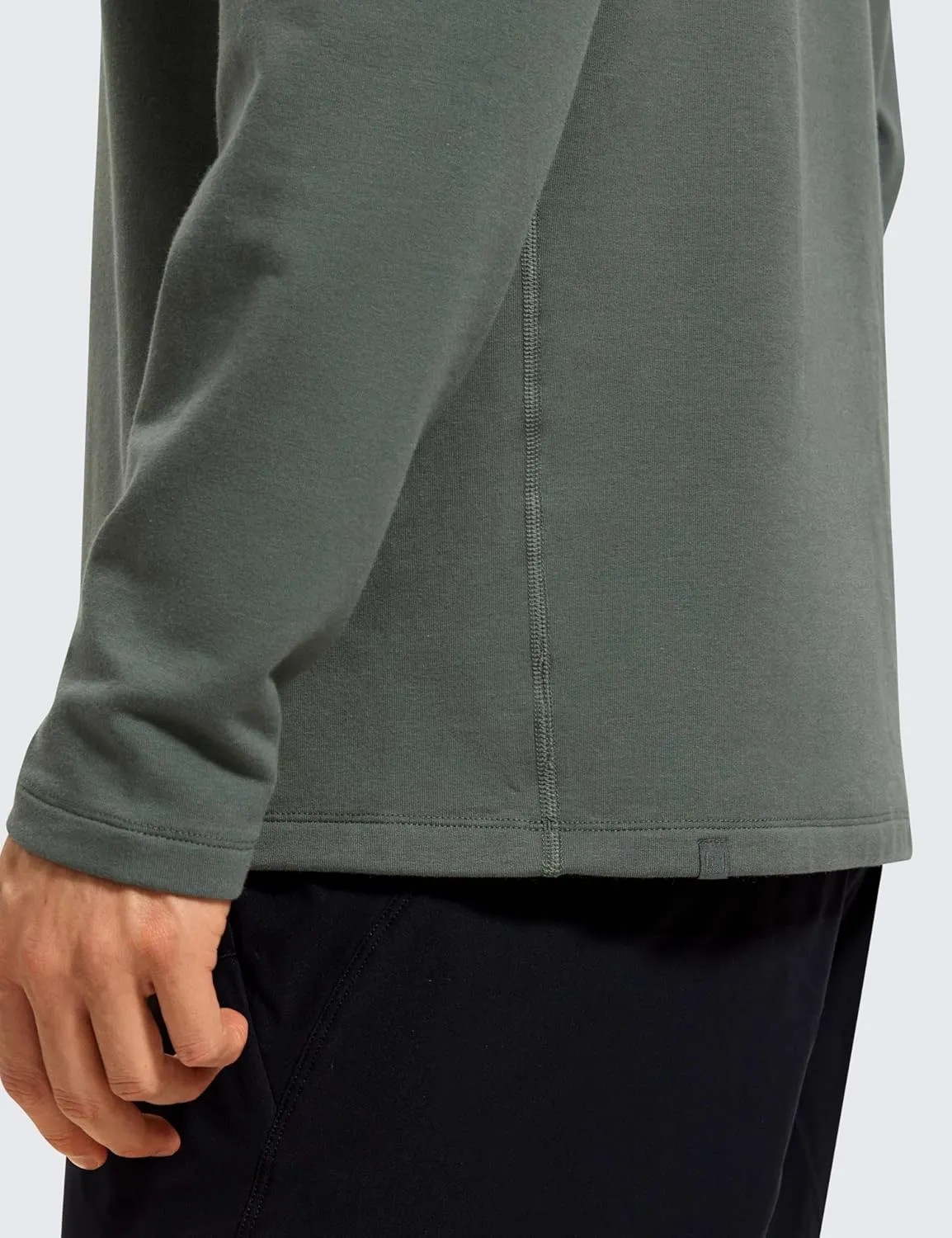 CRZ YOGA Fleece Crewneck Sweatshirt for Men Long Sleeve Breathable Workout Casual Pullover Basic Sweat Shirts