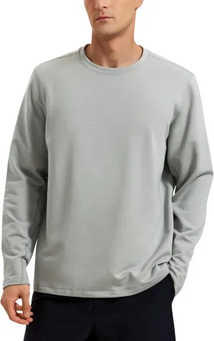 CRZ YOGA Fleece Crewneck Sweatshirt for Men Long Sleeve Breathable Workout Casual Pullover Basic Sweat Shirts