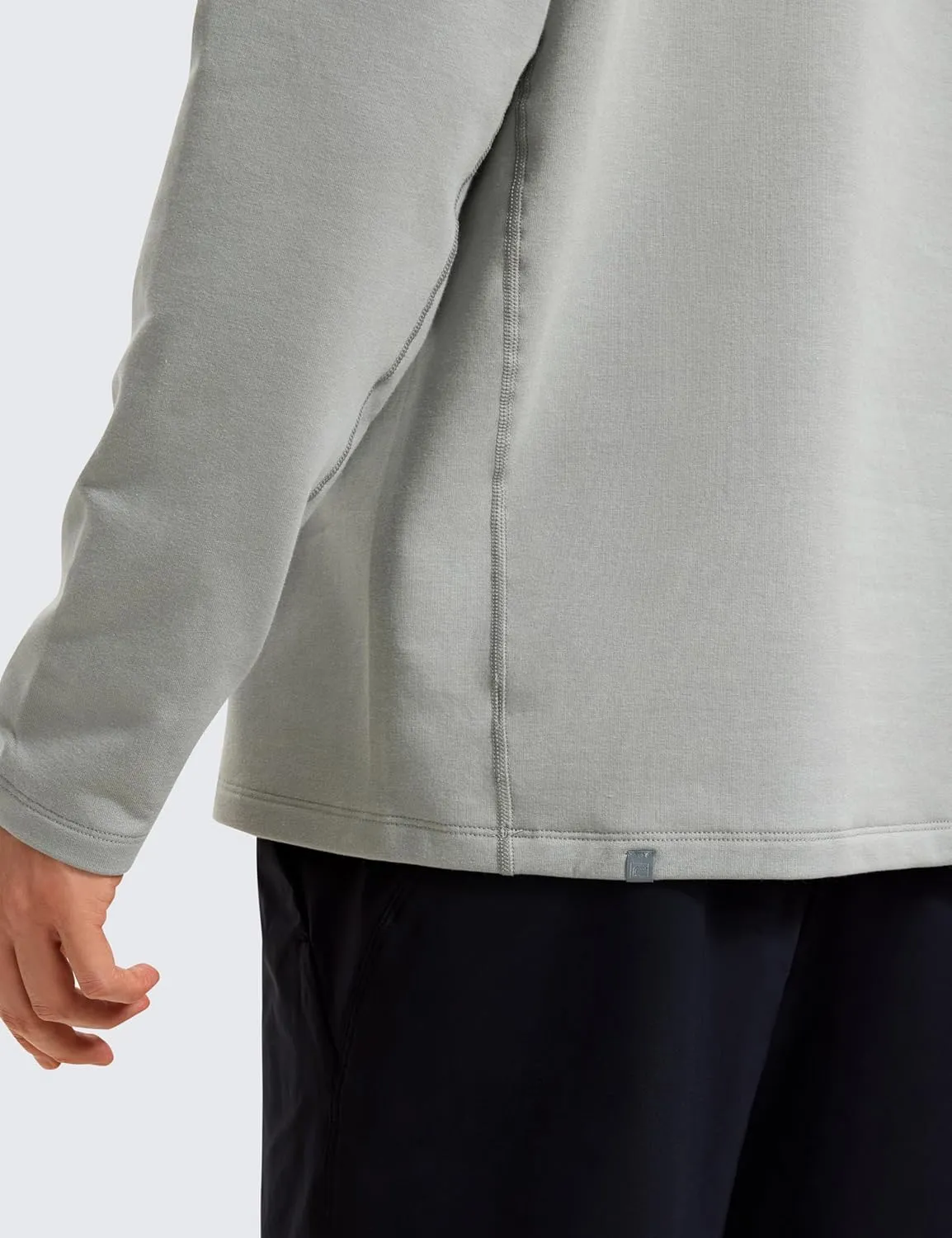 CRZ YOGA Fleece Crewneck Sweatshirt for Men Long Sleeve Breathable Workout Casual Pullover Basic Sweat Shirts