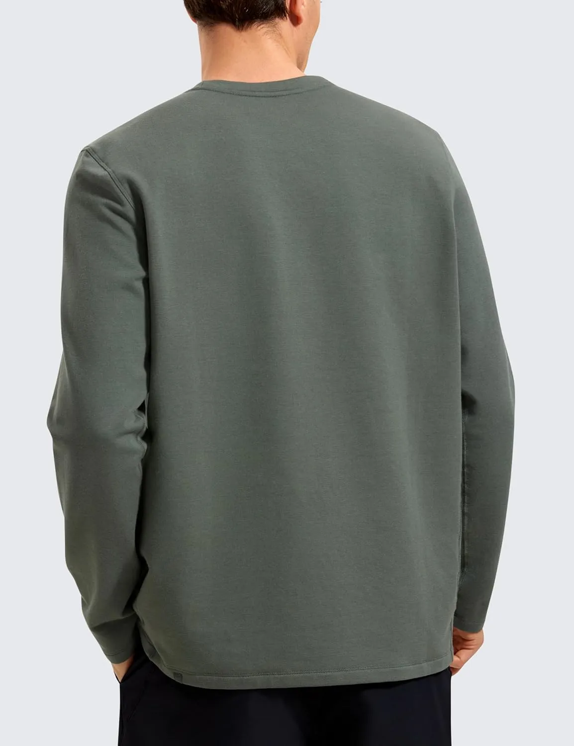 CRZ YOGA Fleece Crewneck Sweatshirt for Men Long Sleeve Breathable Workout Casual Pullover Basic Sweat Shirts