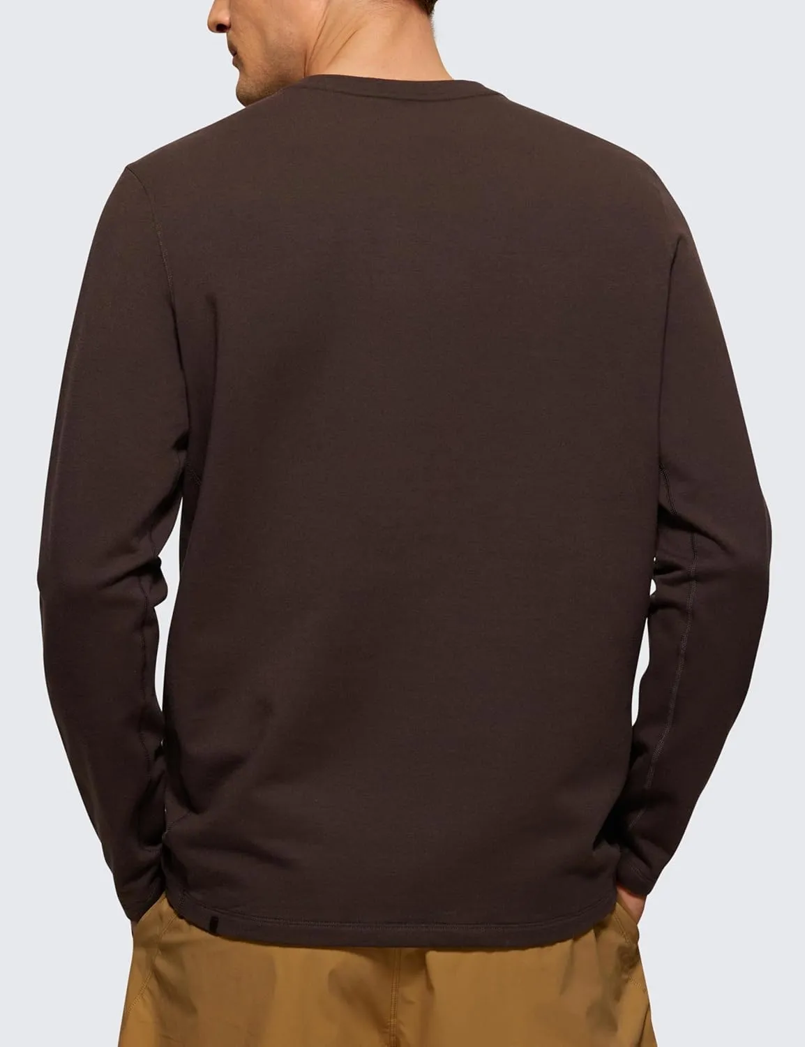 CRZ YOGA Fleece Crewneck Sweatshirt for Men Long Sleeve Breathable Workout Casual Pullover Basic Sweat Shirts