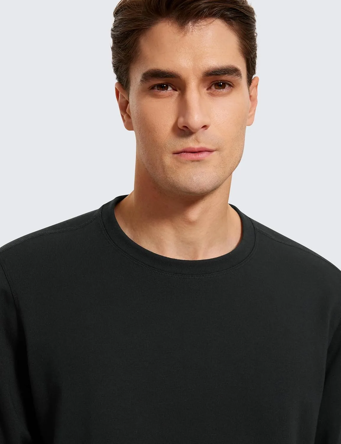CRZ YOGA Fleece Crewneck Sweatshirt for Men Long Sleeve Breathable Workout Casual Pullover Basic Sweat Shirts