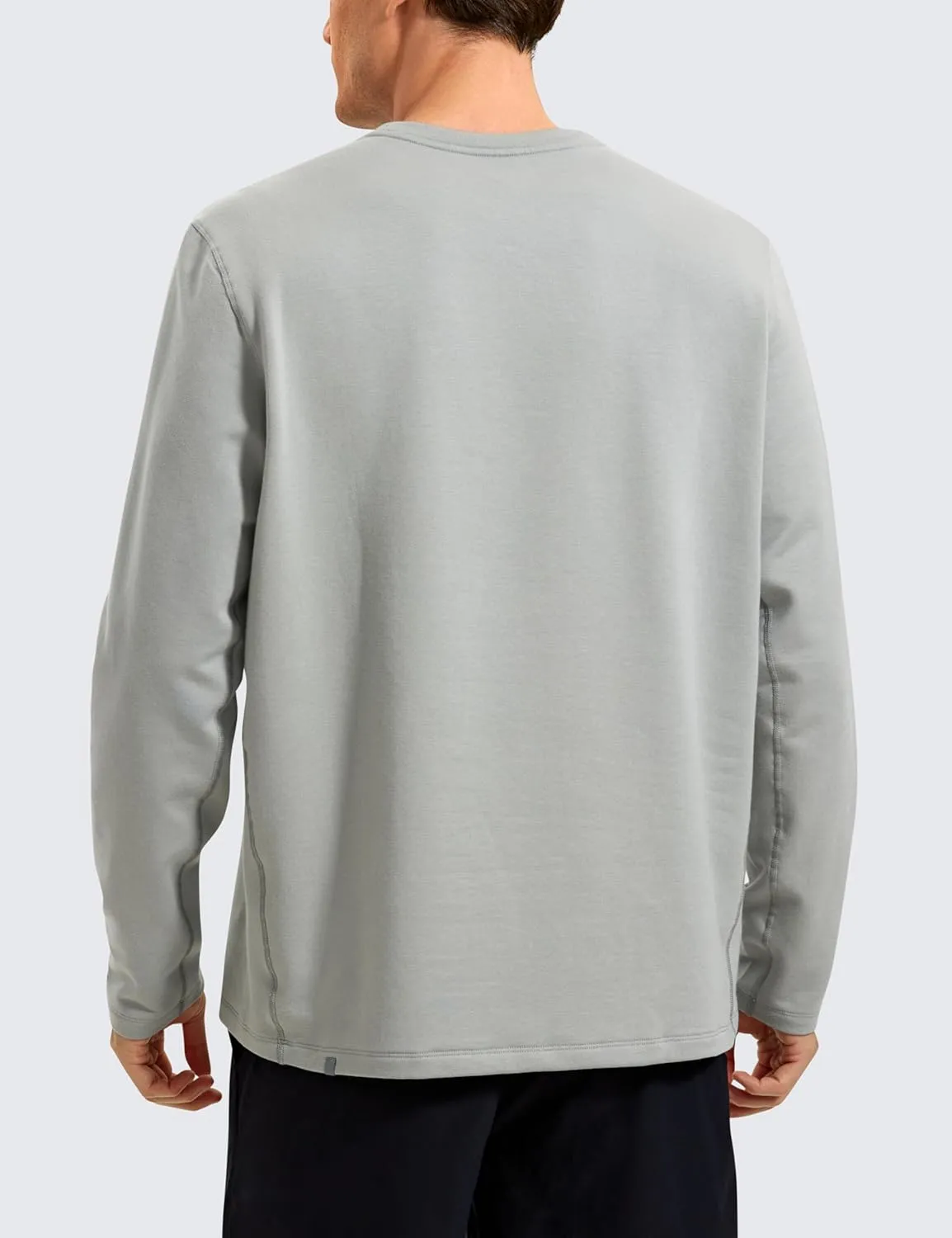 CRZ YOGA Fleece Crewneck Sweatshirt for Men Long Sleeve Breathable Workout Casual Pullover Basic Sweat Shirts