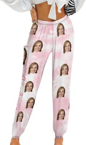 Custom Face Trousers Casual Joggers Loose Straight Leg Long Relaxed Fit Pants with Pockets