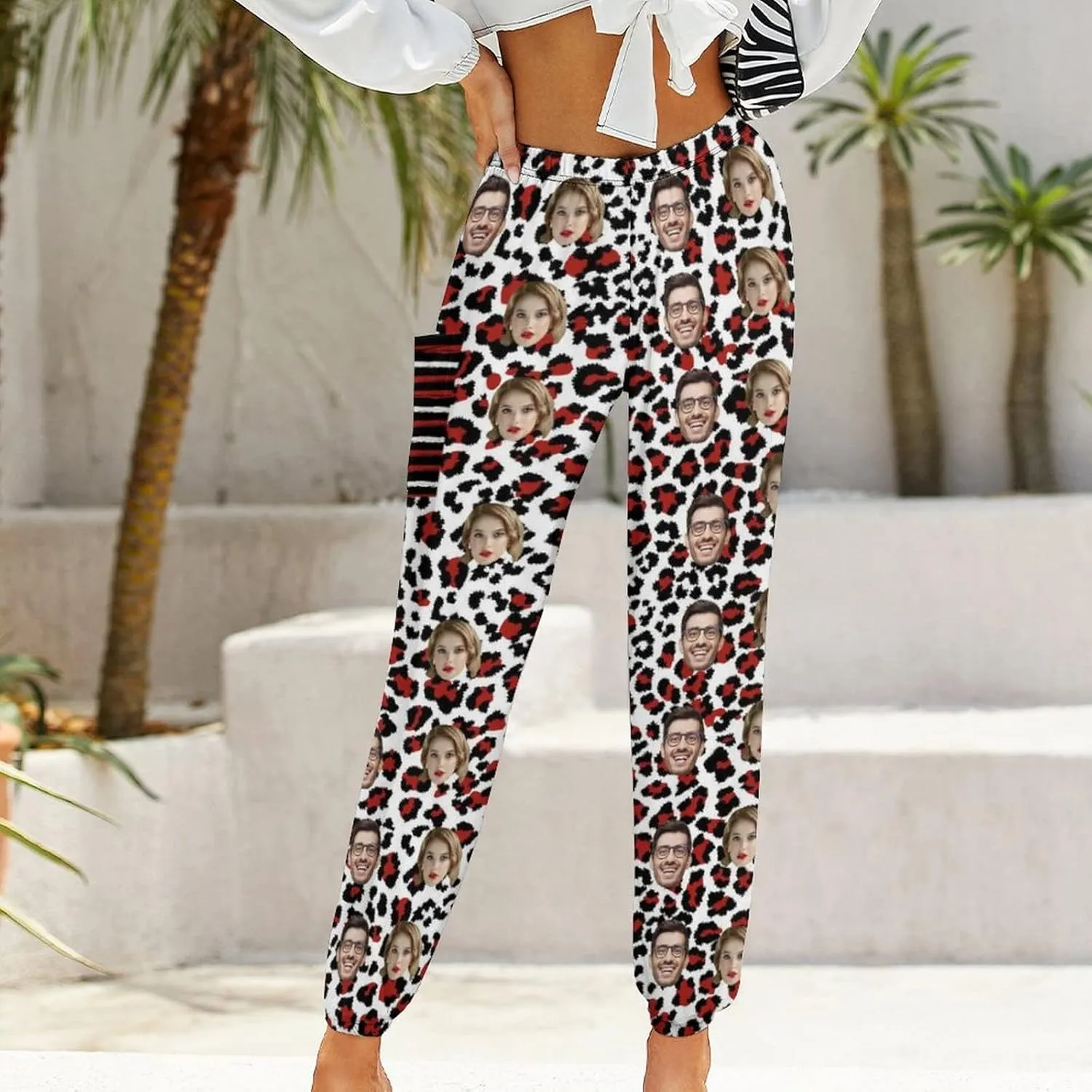 Custom Face Trousers Casual Joggers Loose Straight Leg Long Relaxed Fit Pants with Pockets