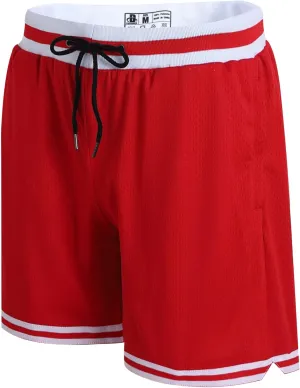 DEHANER Men's Basketball Shorts with Zip Pockets for Workout Gym Sports, Featuring Breathable Mesh Fabric