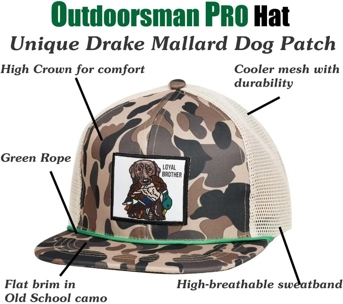 EDTREK Outdoorsman Pro Trucker Breathable Mesh Performance Cap - Flat Brim Snapback Hat
