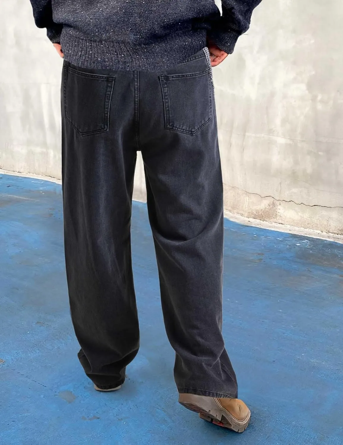 EMMIOL Mens Baggy Hip Hop Jeans Loose Fit Long Denim Pants Casual Trousers Streetwear