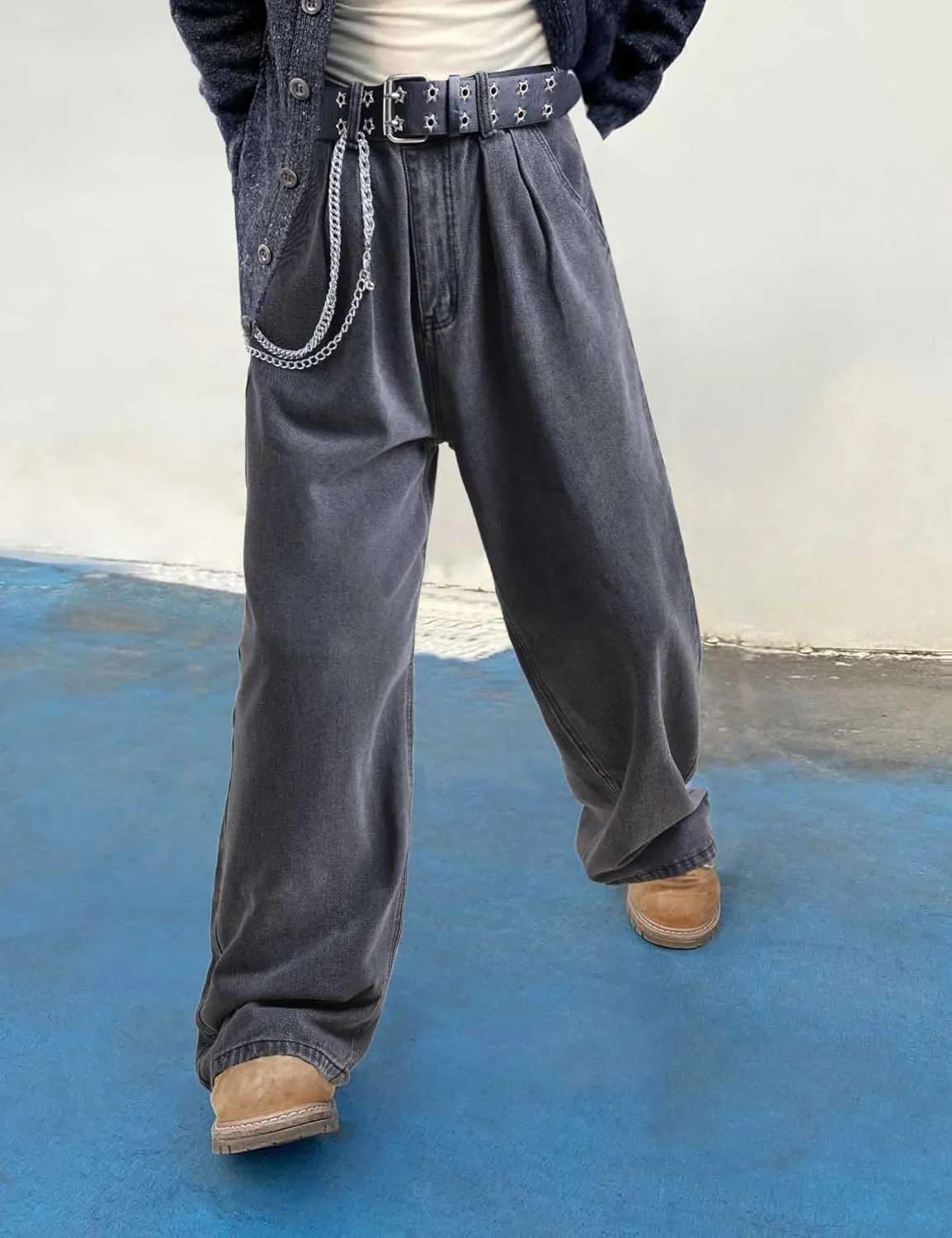 EMMIOL Mens Baggy Hip Hop Jeans Loose Fit Long Denim Pants Casual Trousers Streetwear
